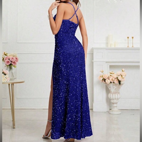 Luxe slit thigh party formal evening dress - Picture 5 of 7